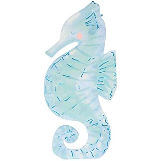 SEAHORSE NAPKINS 16-PIECES, BLUE - Image 1